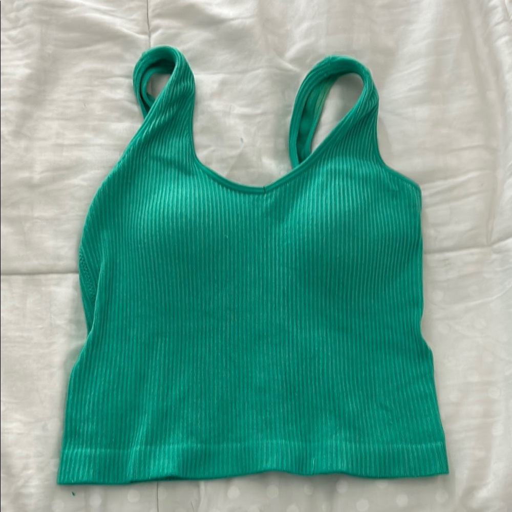 Altar'd State Green Ribbed Crop Tank Top